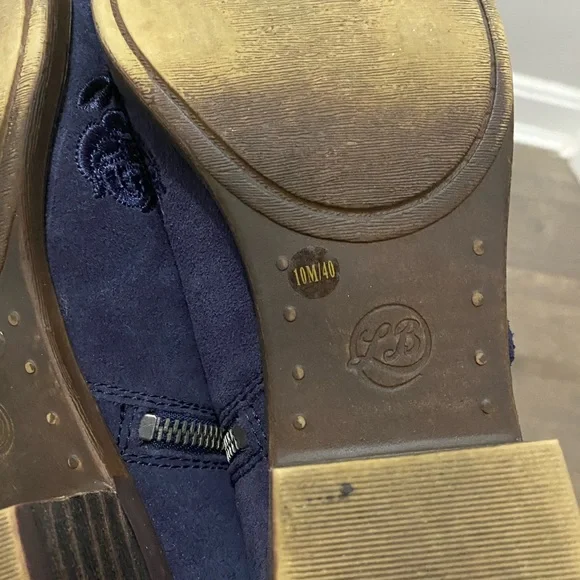 Lucky Brand Navy Blue Embroidered Basal Ankle Boots - Picture 10 of 12
